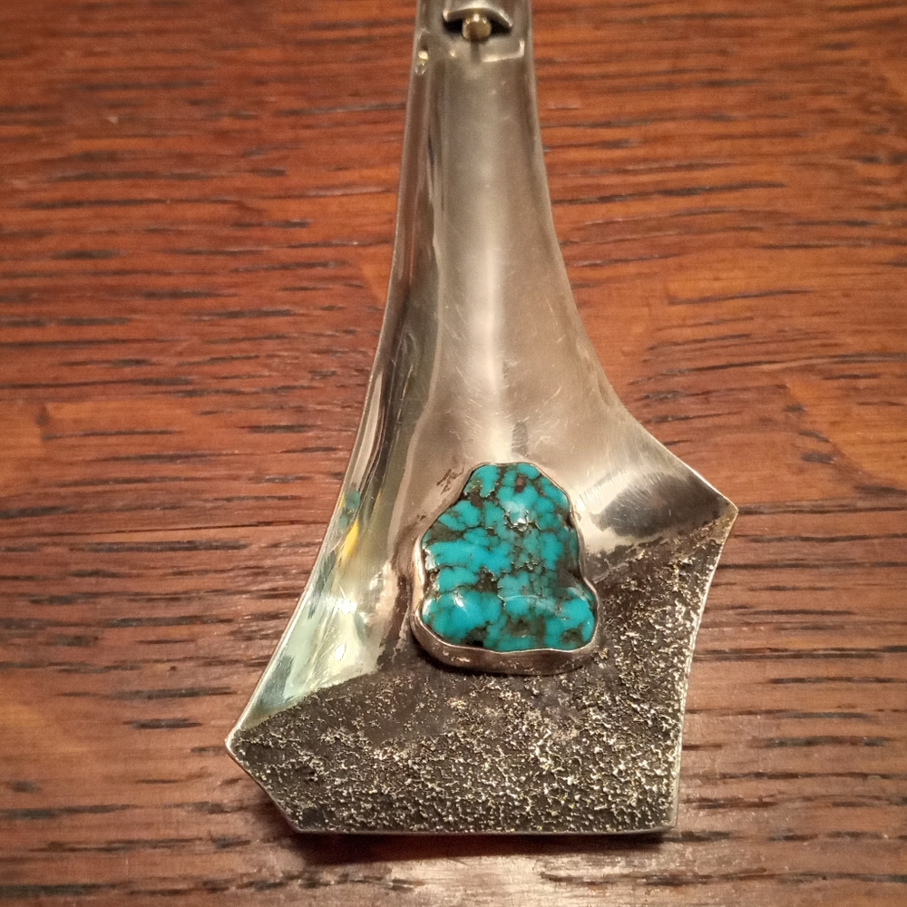 Silver turquoise horn pendant
